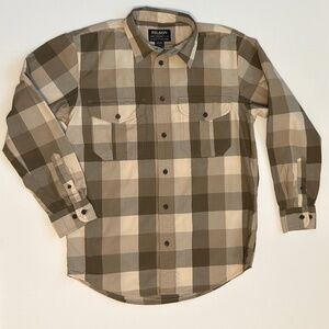 Filson Tan/Olive/Khaki Long Sleeve Feather Cloth Shirt Small